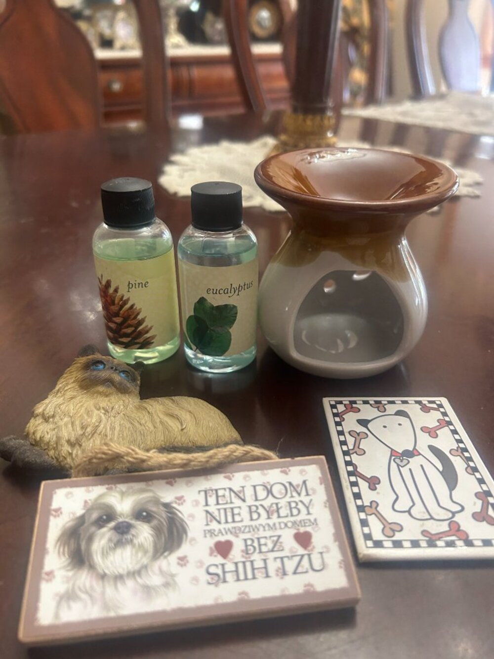 Two Essential Oils - Eucalyptus & Pine scent, scent warmer, magnets